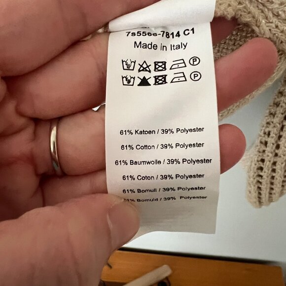 Summum Woman Amsterdam Beige Cotton Blend V-Neck Sweater Women's Size Large - Picture 7 of 10